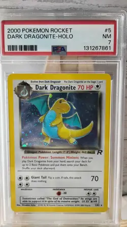 Pokemon TCG 2000 Team Rocket Dark Dragonite #5/82 Holo Graded PSA 7 Vintage Card - Image 2