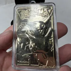 Pokemon Pikachu Burger King 23K Gold Plated Trading Card & Pokeball Vintage 1999 - Image 3