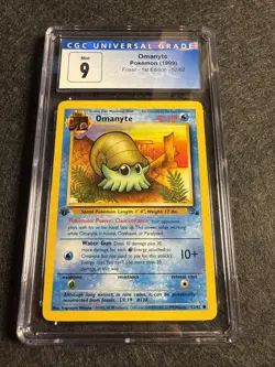 1999 Pokemon Fossil 1st Edition Omanyte 52/62 CGC 9 Mint - Image 1