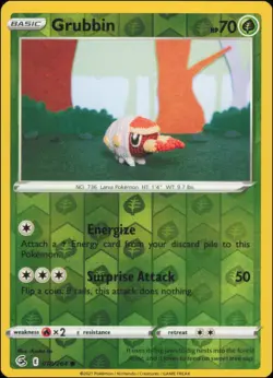 Pokemon - Grubbin #018/264 - SWSH08: Fusion Strike Reverse Holo - Image 1