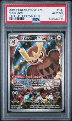 Pokemon Noctowl Stellar Crown ETB Promo SVP EN 141 PSA 10 Gem Mint - Image 1