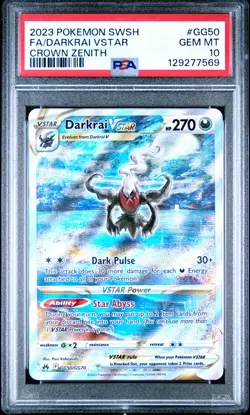 2023 POKEMON SWORD & SHIELD CROWN ZENITH #GG50 FULL ART/DARKRAI VSTAR PSA 10 - Image 1