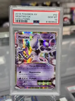 Pokemon 2016 XY Evolutions 52/108 MEWTWO EX PSA 10 GEM MINT - Image 1