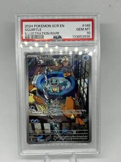 Pokemon TCG Squirtle Stellar Crown Illustration Rare 148/142 PSA 10 - Image 1