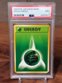PSA 9 Pokemon Card 1996 Japanese Basic Grass Energy MINT - Image 1