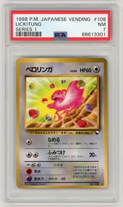 Pokemon Card Lickitung No. 108 Glossy Vending Series 1 PSA 7 NM - Image 1