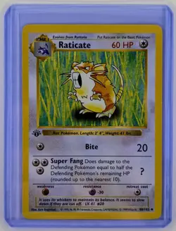Raticate 1st Edition Shadowless Base Set 40/102 WOTC 1999 Pokemon Card - Image 1