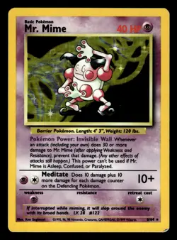 Mr Mime 6/64 No Symbol Error Holo Rare Jungle Set Pokemon Card - Image 1