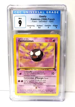 Pokemon TCG - 1ST EDITION FRENCH GASTLY (FANTOMINUS) 33/62 - FOSSIL 1999 - CGC 9 - Image 1