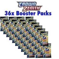 Pokemon Crown Zenith 36 FACTORY-SEALED BOOSTER PACKS + PROMOS (PRIORITY SHIP*) - Image 1