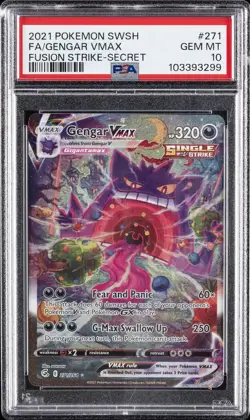 2021 POKEMON SWORD & SHIELD FUSION STRIKE SECRET FULL ART/GENGAR VMAX PSA 10 - Image 1
