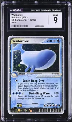 Pokemon TCG CGC 9 MINT Wailord ex 100/100 Holo 2003 EX Sandstorm Holo - Image 1