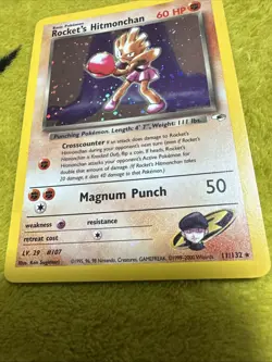 Pokemon Gym Heroes Holo Rocket’s Hitmonchan 11/132 Damaged/LP Holo Bleed! - Image 2
