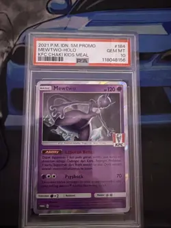 2021 POKEMON INDONESIAN SM PROMO KFC CHAKI KIDS MEAL #184 MEWTWO HOLO PSA 10 - Image 1