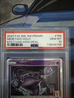 2021 POKEMON INDONESIAN SM PROMO KFC CHAKI KIDS MEAL #184 MEWTWO HOLO PSA 10 - Image 3