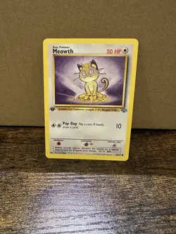 MEOWTH 56/64 - LP/NM - 1ST EDITION JUNGLE ENGLISH POKEMON CARD - Image 1