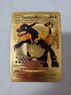 Charizard VMAX Pokemon Gold Foil Fan Art Collectible Card HP 330 #43 - Image 1