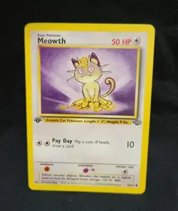Meowth 56/64 1st Edition Jungle Vintage WOTC Pokemon Card NM - Image 1