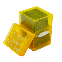 NEW ULTRA PRO Deck Box Tower Satin Glitter YELLOW Compartment Card - Image 2