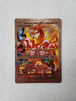 2024 Pokemon Charizard Family GX Tag Team "Rose Gold Fan Art Card" Hp 100,000 - Image 1