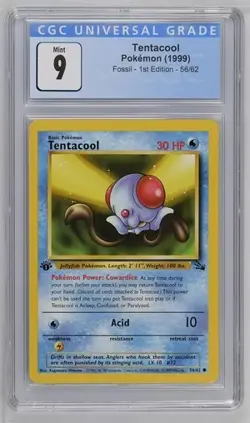 CGC 9 MINT Tentacool 1st Edition Fossil 56/62 Pokemon 1999 Non-Holo - Image 1