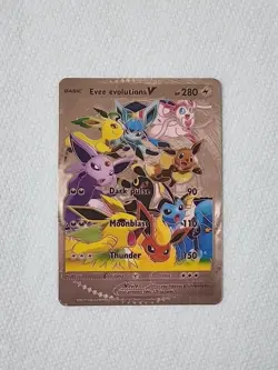 Evee Evolutions V Hp 280 Gold Foil Fan Art Nm Pokemon 2024 - Image 1