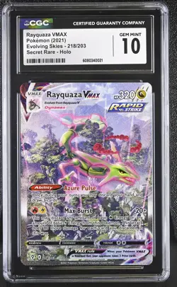 CGC 10 Rayquaza Vmax 218/203 Evolving Skies Secret Rare Alternate Art POKEMON - Image 1