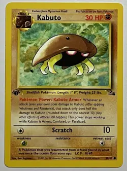 Kabuto 50/62 (LP) 1st Edition Common Fossil Set 1996 WOTC Pokemon Card - Image 1