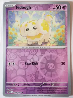 REVERSE HOLO Fidough 038/091 NM / M - Paldean Fates Scarlet Violet Pokemon Card - Image 1