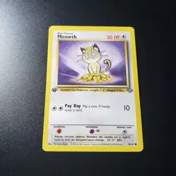 1999 Pokemon 1st Edition Jungle Set Meowth 56/64 LP - Image 1
