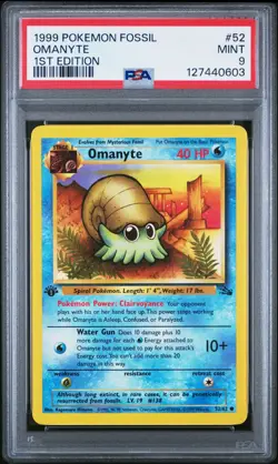 1999 POKEMON FOSSIL 1ST ED #52 OMANYTE PSA 9 - Image 1