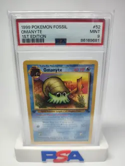 1999 Pokemon Fossil 1st First Edition Omanyte 52/62 Non Holo PSA 9 MINT - Image 1