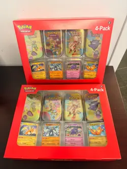 (2) Two Brand New Pokemon Scarlet and Violet 151 Mini Tins 4 Packs Free ship US - Image 1