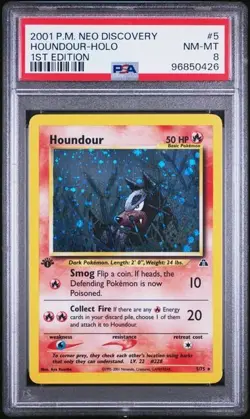 2001 POKEMON NEO DISCOVERY 5 HOUNDOUR HOLO 1ST EDITION PSA 8 NM MT - Image 1