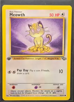 Meowth 56/64 Jungle 1st Edition Common Pokemon 1999 - Image 1