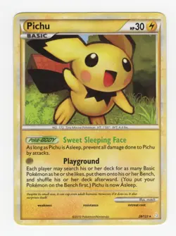 2010 Pokemon Pichu 28/123 Rare HeartGold SoulSilver MP (See Desc) - Image 1