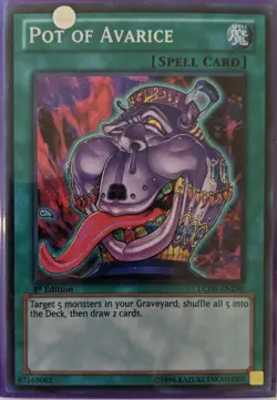 YuGiOh Pot of Avarice Secret Rare 1st Edition LCJW-EN290 - Image 1
