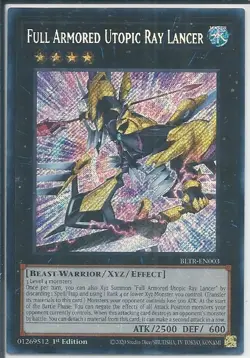 Yugioh! LP Full Armored Utopic Ray Lancer - BLTR-EN003 - Secret Rare - 1st Editi - Image 1