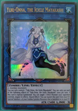 YuGiOh Yuki-Onna, the Icicle Mayakashi Ultra Rare 1st Edition MAMA-EN014 - Image 1