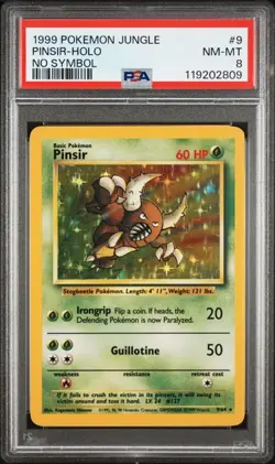 1999 Jungle Pinsir Holo No Symbol #9 Holo PSA 8 - Image 1