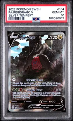 2022 POKEMON SWORD & SHIELD SILVER TEMPEST #184 FULL ART/REGIDRAGO V PSA 10 - Image 1