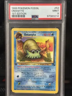 Pokemon 1999 Fossil OMANYTE 1st Edition #52 PSA 9 Mint RARE - Image 1