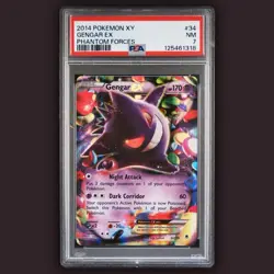 2014 POKEMON XY PHANTOM FORCES #34/119 GENGAR EX Ultra Rare HOLO PSA 7 Near Mint - Image 1