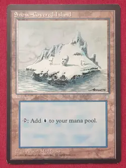 Magic The Gathering ICE AGE SNOW-COVERED ISLAND land card MTG - Image 1