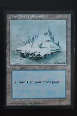 Magic The Gathering MTG SNOW-COVERED ISLAND Ice Age LP Lightly Played - Image 1