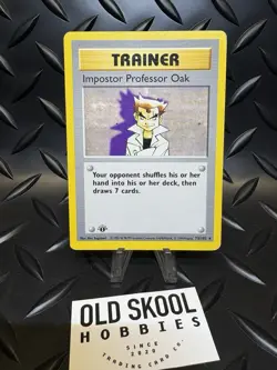 Pokemon WOTC Base Set 1st Edition ~ Impostor Professor Oak Rare 73/102 ~ MP+/LP - Image 1
