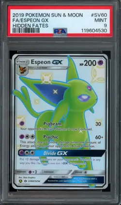 Pokemon Espeon GX Full Art 2019 S&M Hidden Fates #SV60 PSA 9 Mint - Image 1