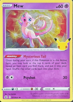 Mew 011/025 Celebrations Holo Rare Pokemon TCG NM - Image 1