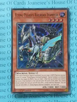 LED4-EN036 Flying Pegasus Railroad Stampede Super Rare Yu-Gi-Oh Card 1st New - Image 1