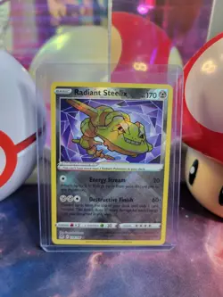 Radiant Steelix 124/196 Pokemon TCG SW&SH Lost Origin Radiant Rare Holo NM - Image 1